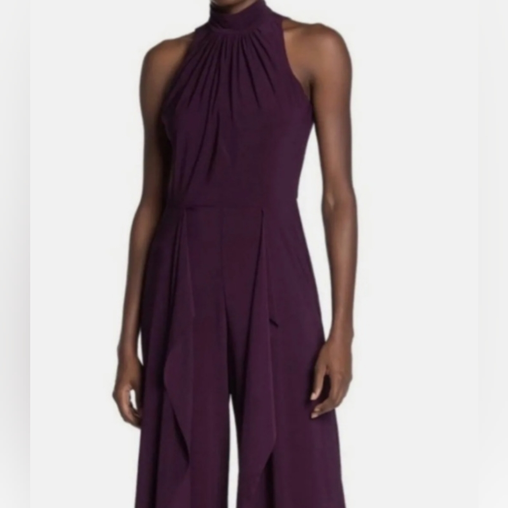 Marina ruffle pant jumpsuit color purple eggplant NWT size 6